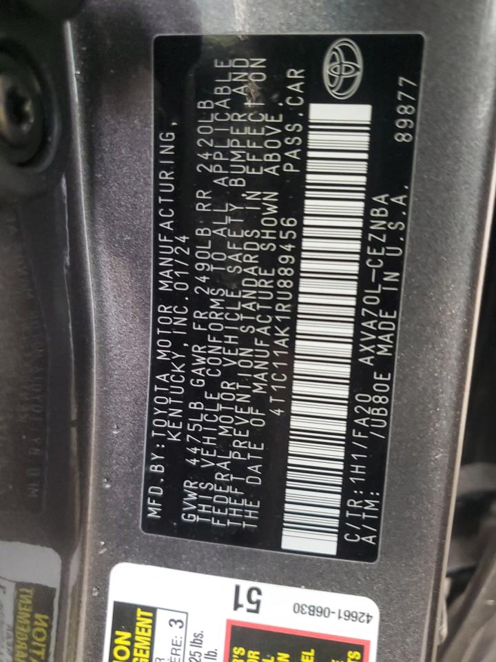 4T1C11AK1RU889456 TOYOTA CAMRY 2024