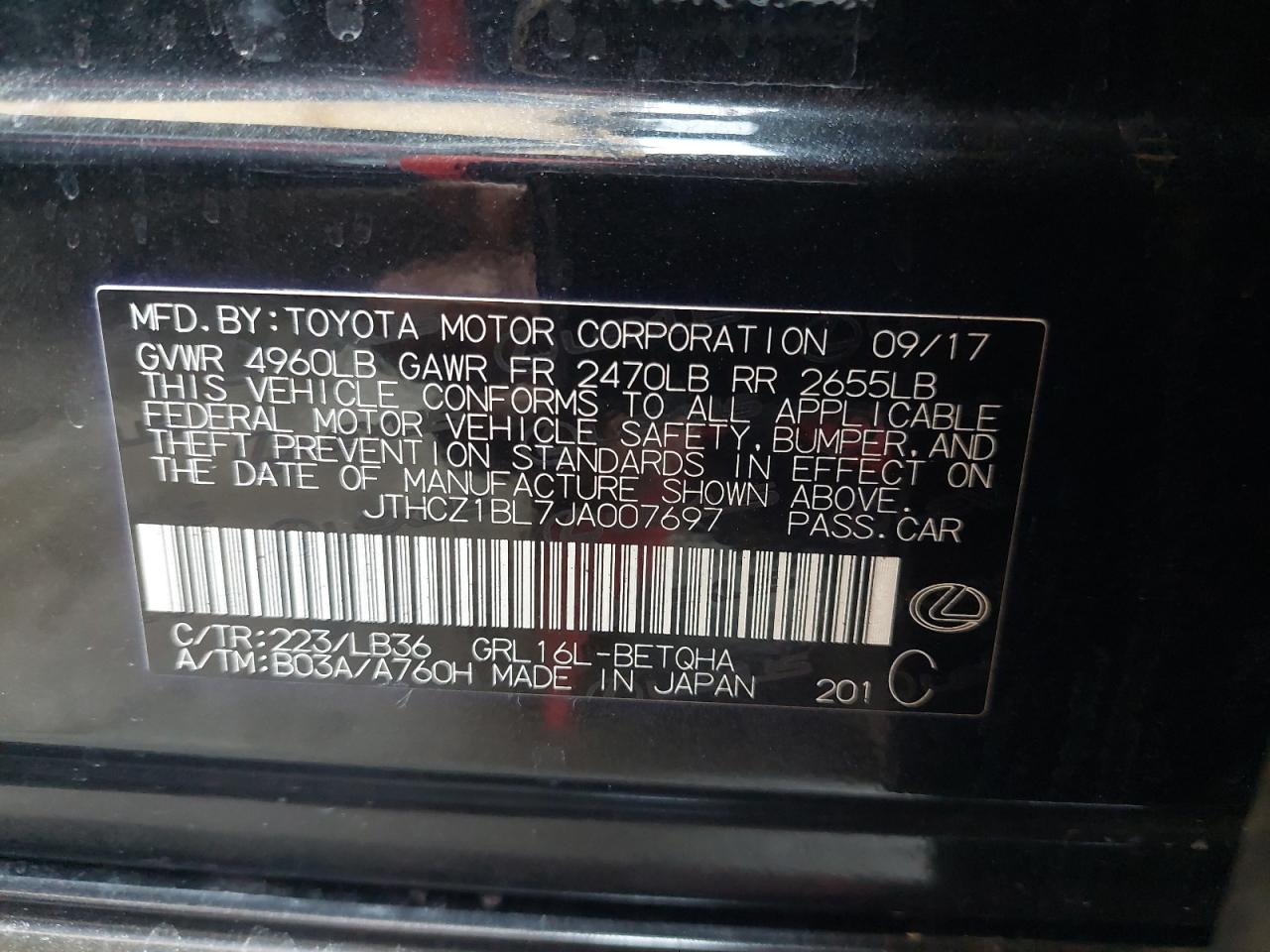 JTHCZ1BL7JA007697 - 2018 Lexus GS 350 - #49192735