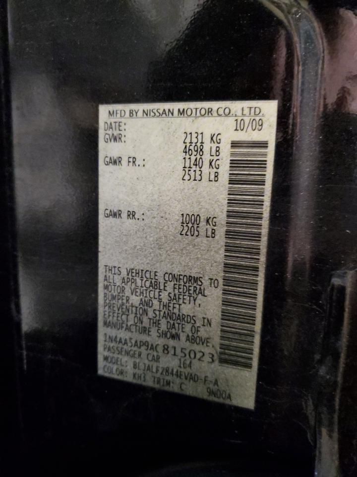 2010 Nissan Maxima S VIN: 1N4AA5AP9AC815023 Lot: 50767665