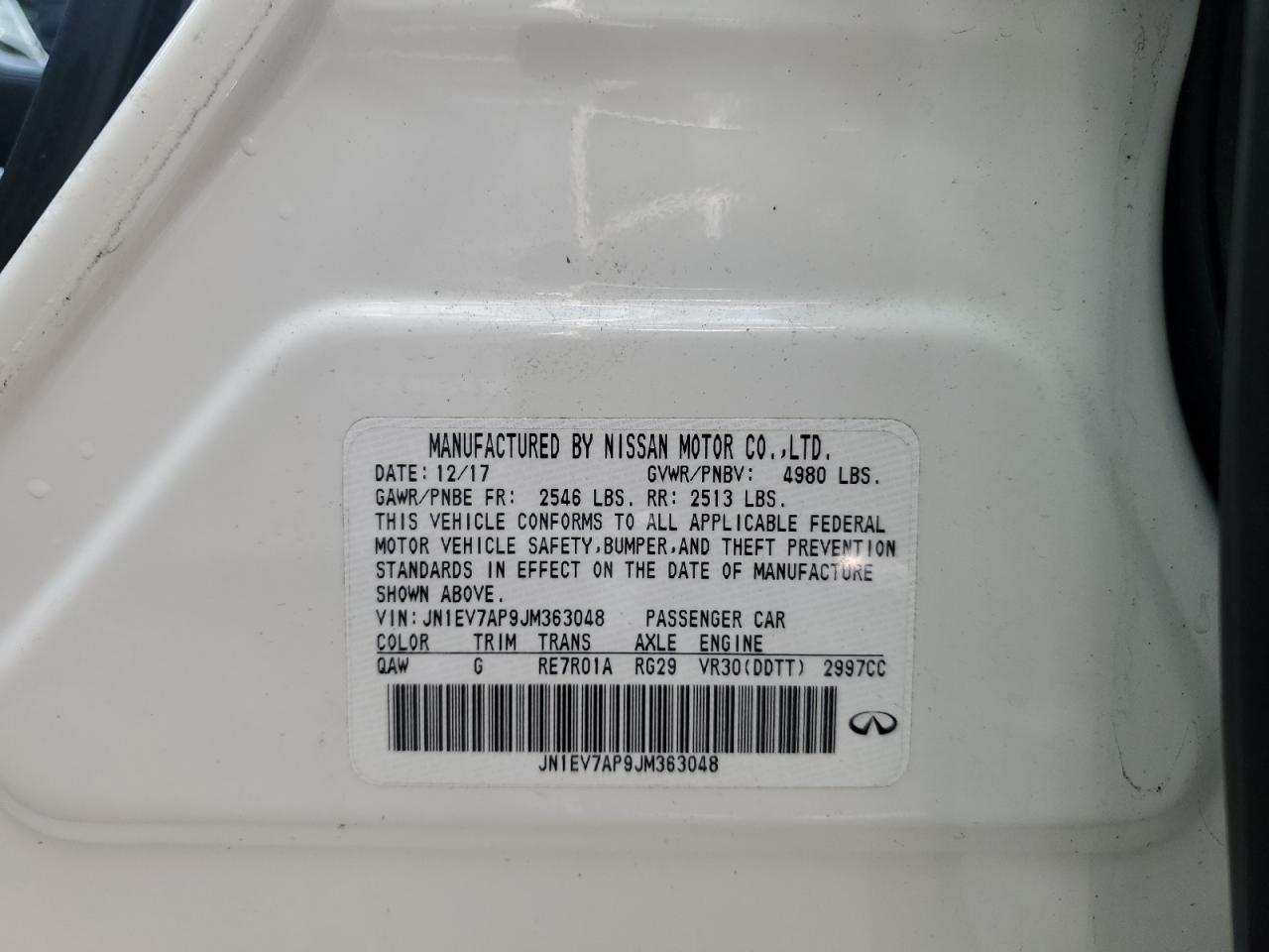 2018 Infiniti Q50 Luxe VIN: JN1EV7AP9JM363048 Lot: 48114605