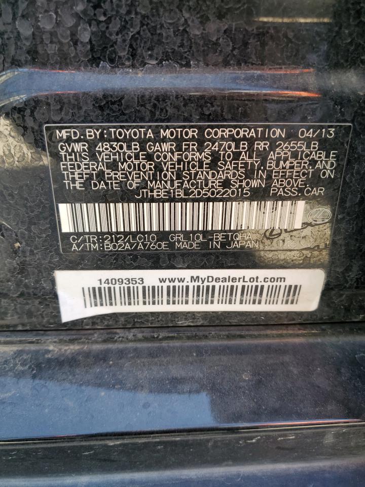2013 Lexus Gs 350 VIN: JTHBE1BL2D5022015 Lot: 50027715