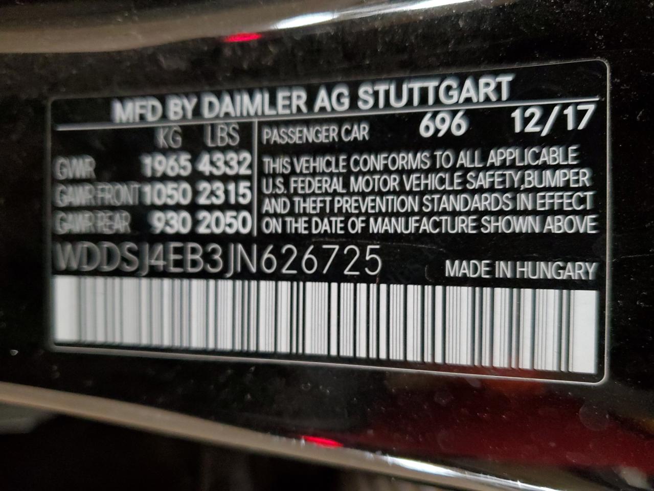 2018 Mercedes-Benz Cla 250 VIN: WDDSJ4EB3JN626725 Lot: 48935525