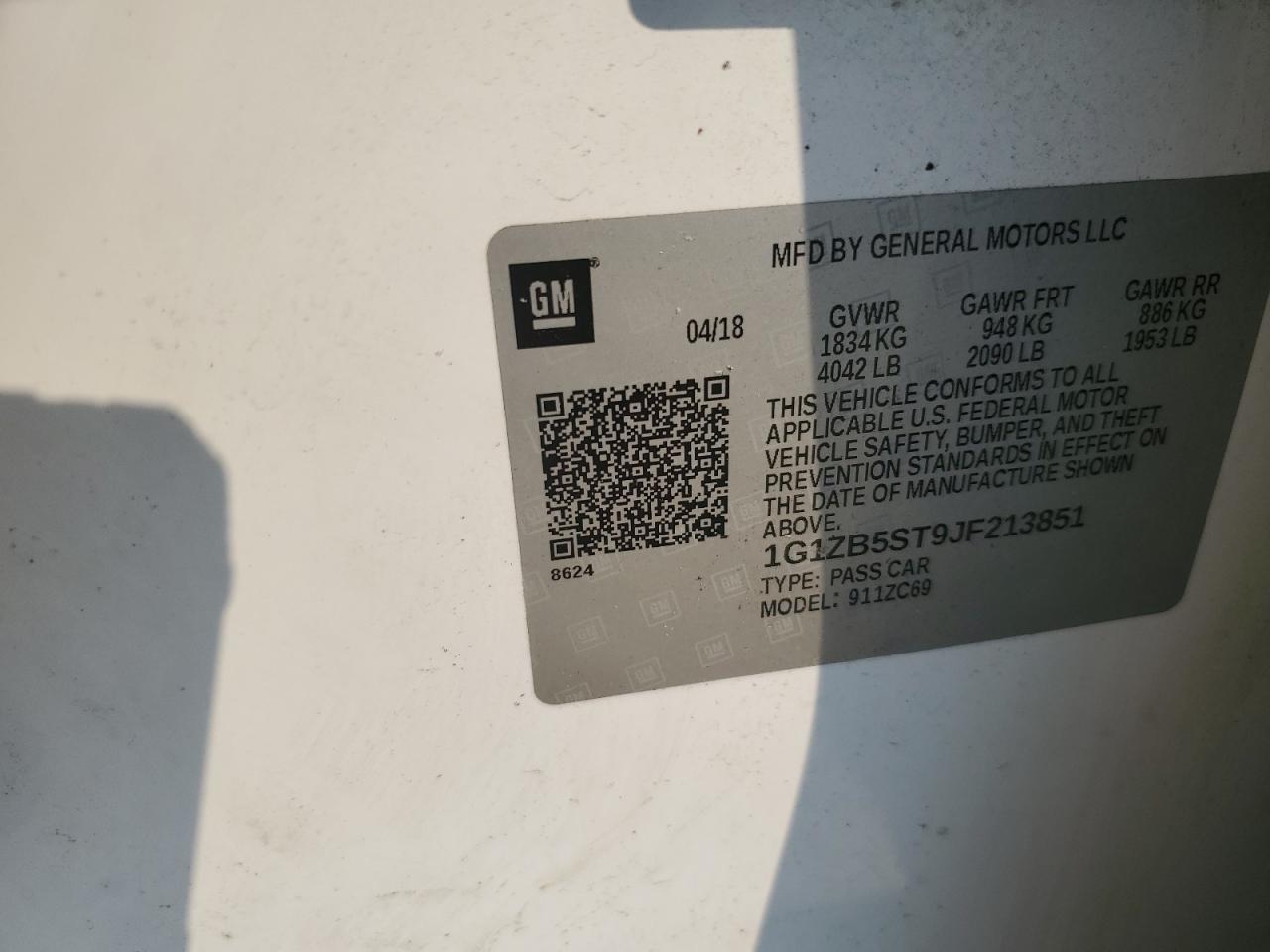 1G1ZB5ST9JF213851 CHEVROLET MALIBU 2018