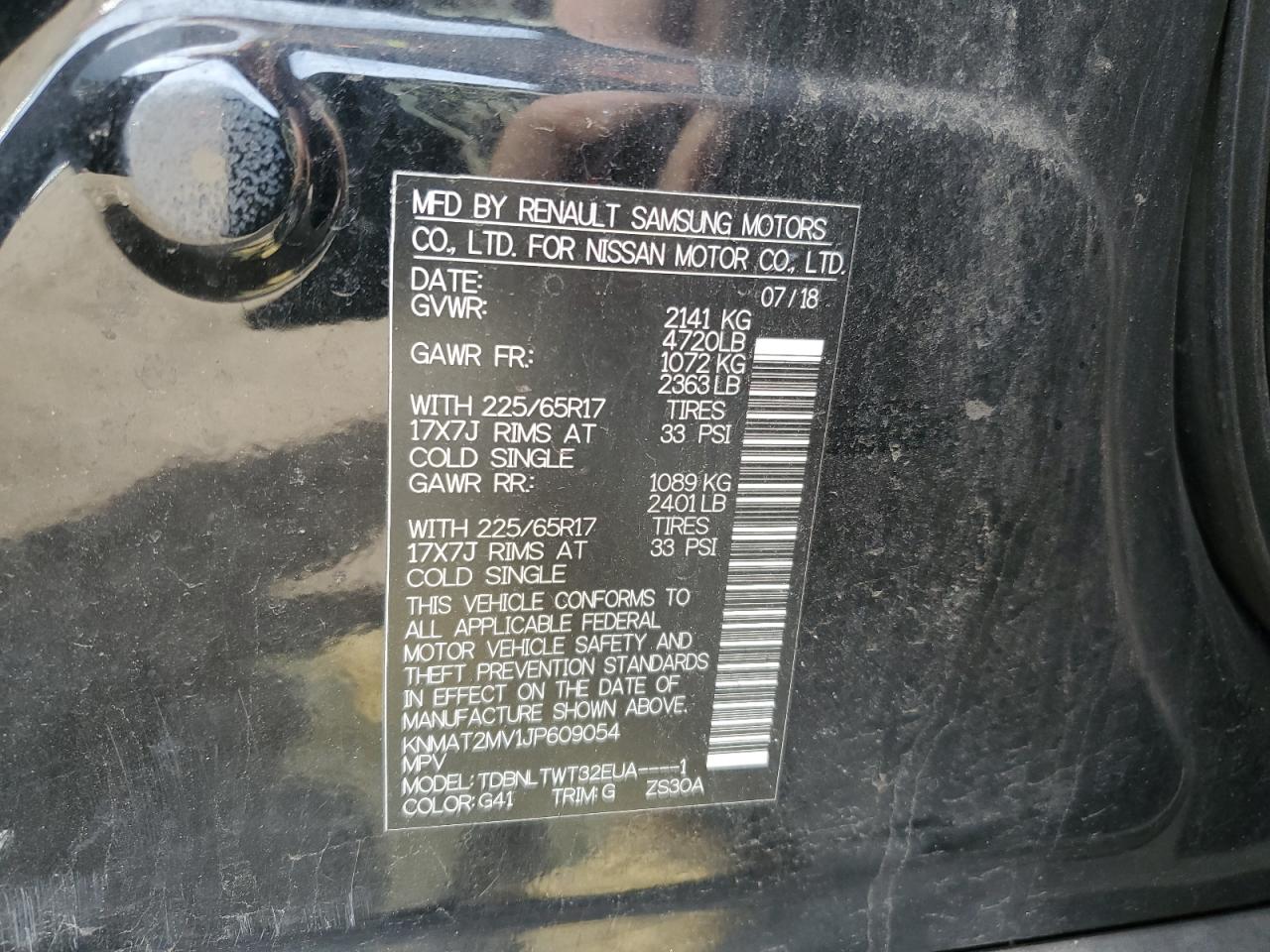 KNMAT2MV1JP609054 NISSAN ROGUE 2018