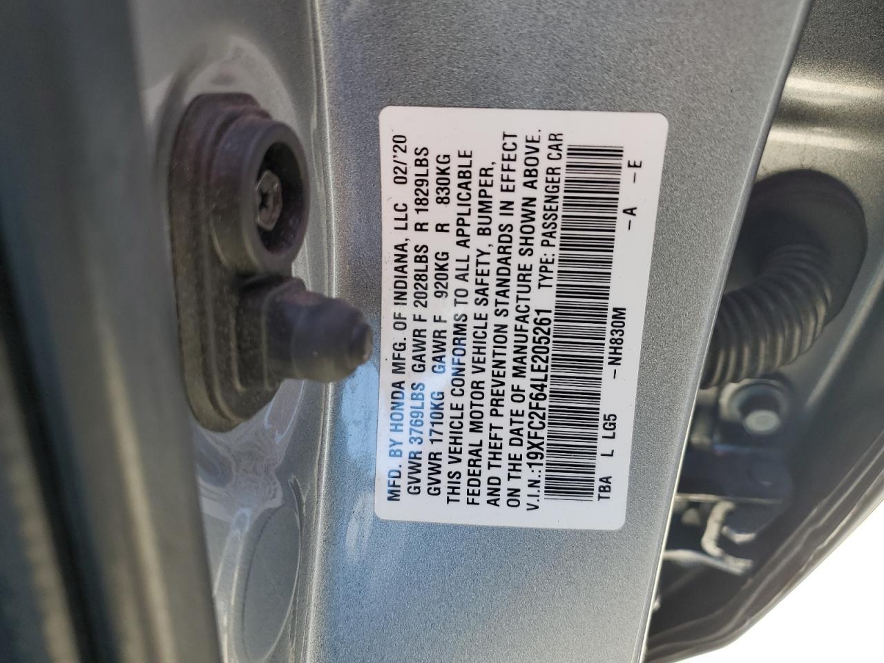 19XFC2F64LE205261 HONDA CIVIC 2020