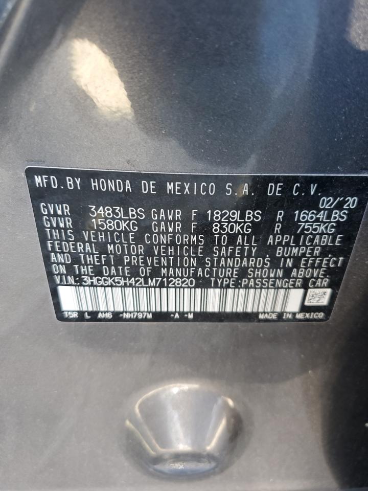2020 Honda Fit Lx VIN: 3HGGK5H42LM712820 Lot: 48401985