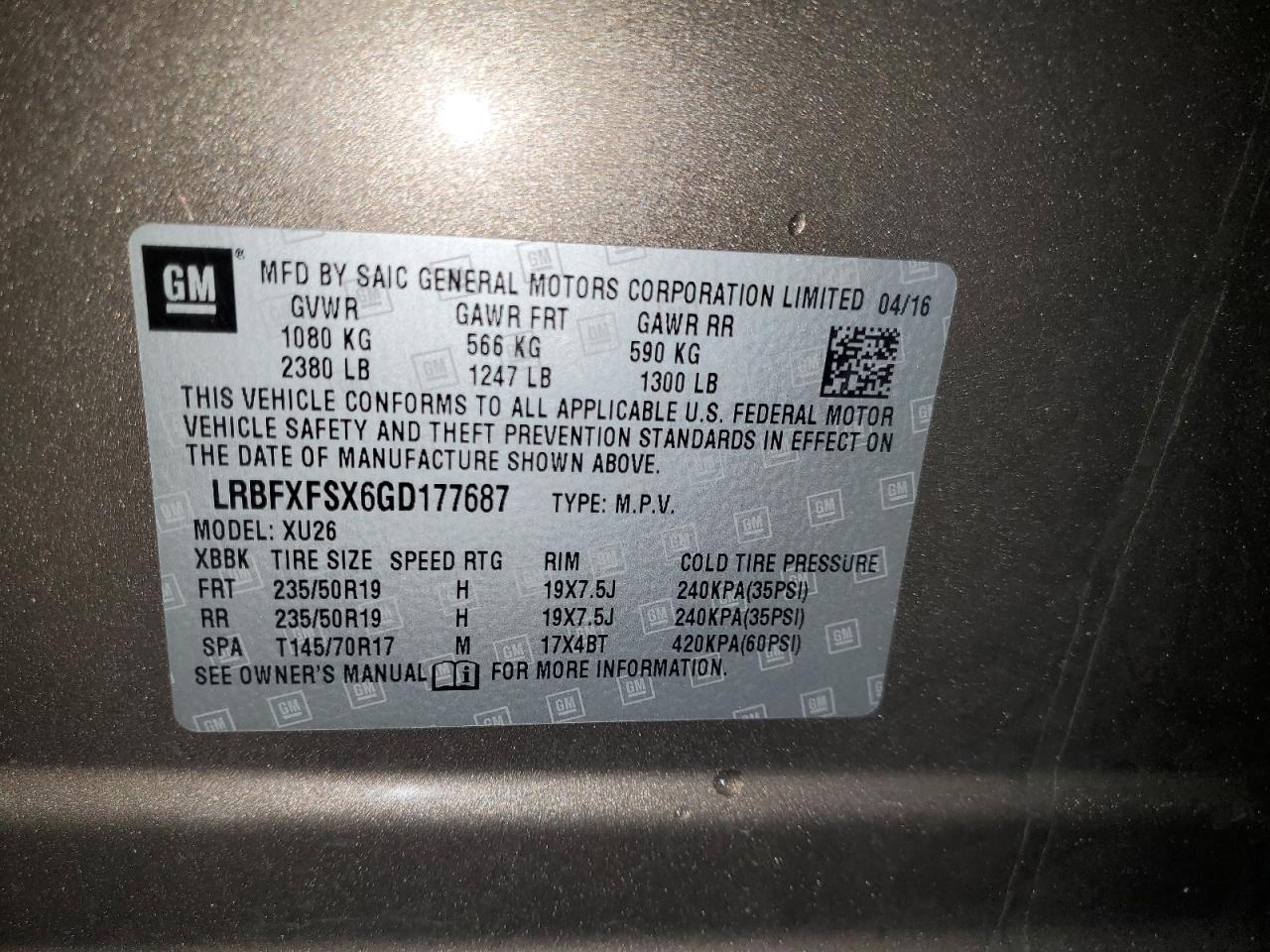 2016 Buick Envision Premium VIN: LRBFXFSX6GD177687 Lot: 47439925