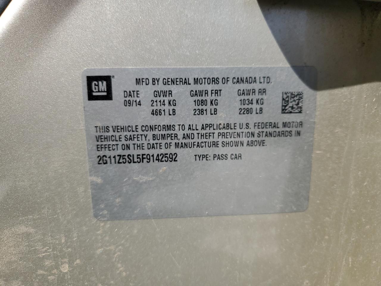 2015 Chevrolet Impala Ls VIN: 2G11Z5SL5F9142592 Lot: 50467945