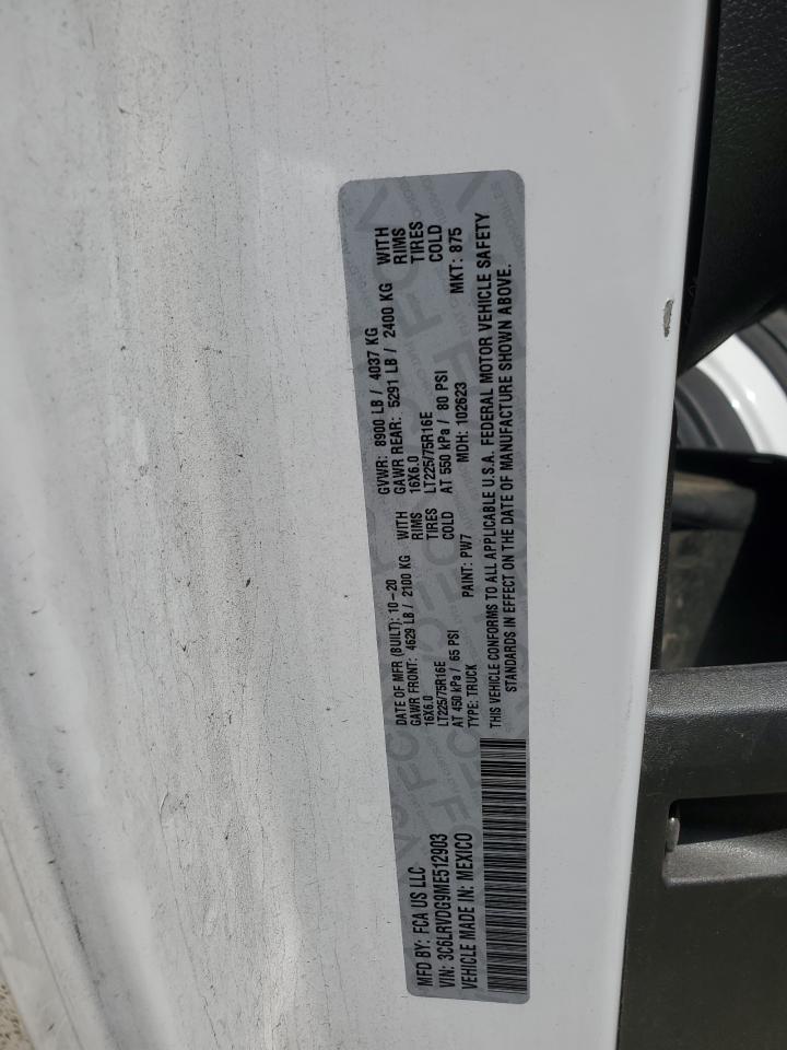 2021 Ram Promaster 2500 2500 High VIN: 3C6LRVDG9ME512903 Lot: 50900005