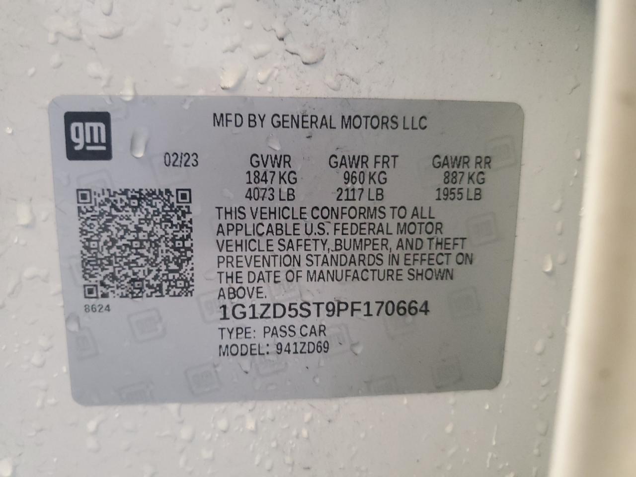 1G1ZD5ST9PF170664 CHEVROLET MALIBU 2023