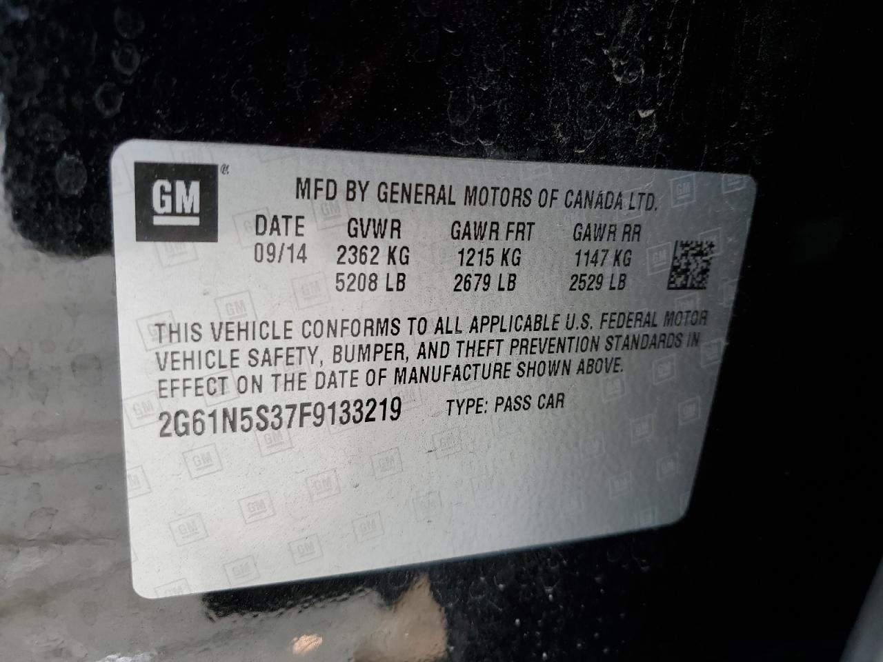 2015 Cadillac Xts Luxury Collection VIN: 2G61N5S37F9133219 Lot: 49787205