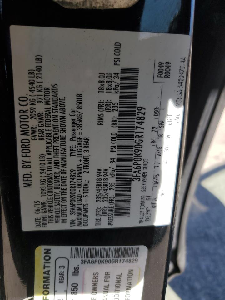 2016 Ford Fusion Titanium VIN: 3FA6P0K90GR174829 Lot: 80175125