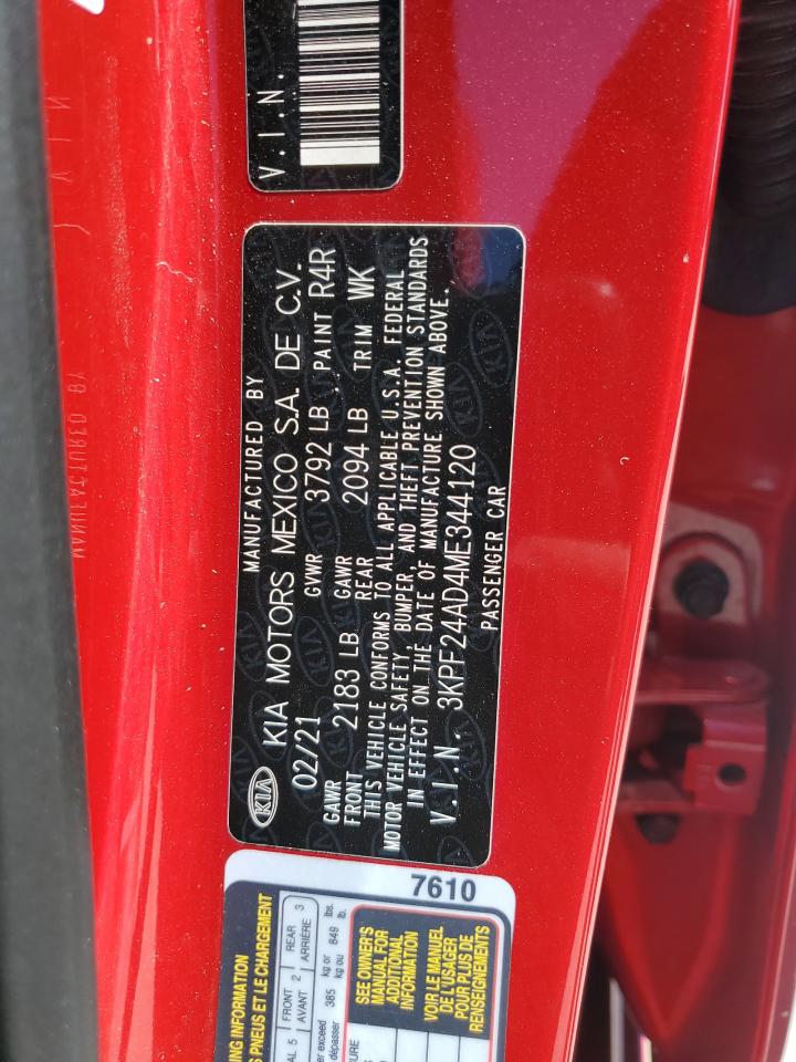 3KPF24AD4ME344120 KIA FORTE 2021