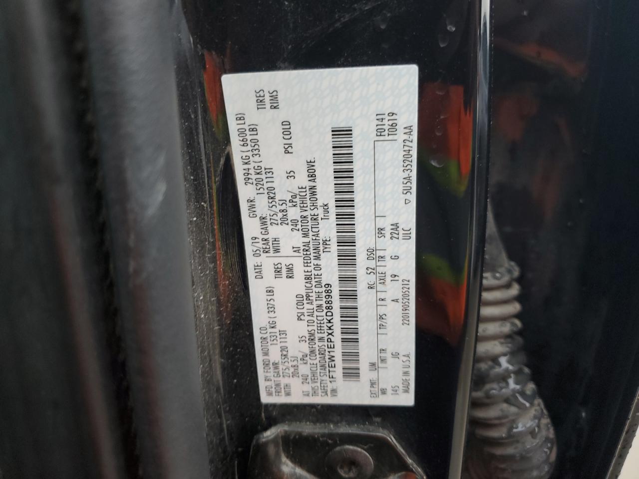 1FTEW1EPXKKD88989 FORD F-150 2019
