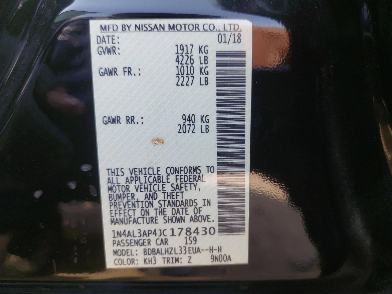 1N4AL3AP4JC178430 - 2018 Nissan Altima - #48830765