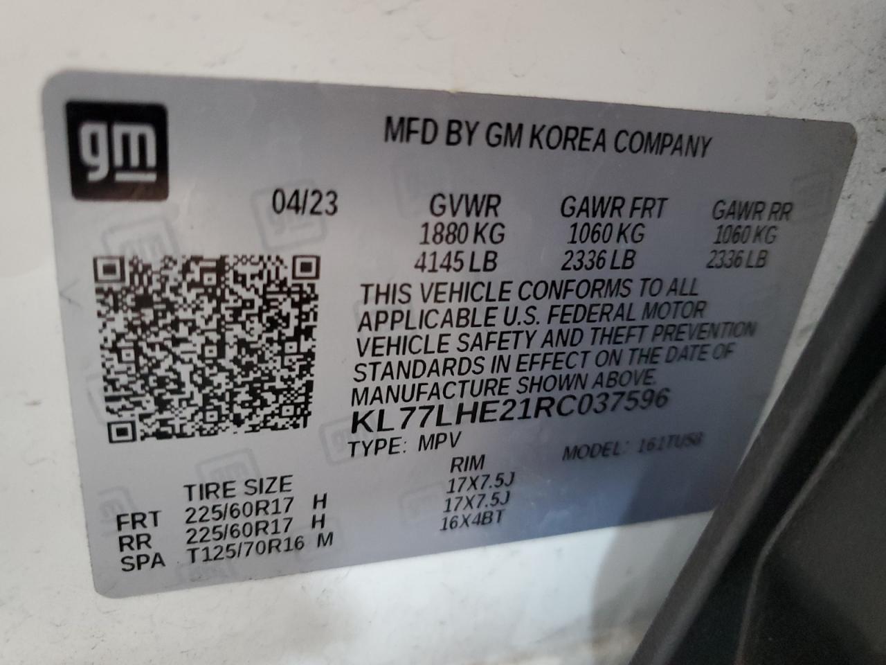 KL77LHE21RC037596 CHEVROLET TRAX 2024