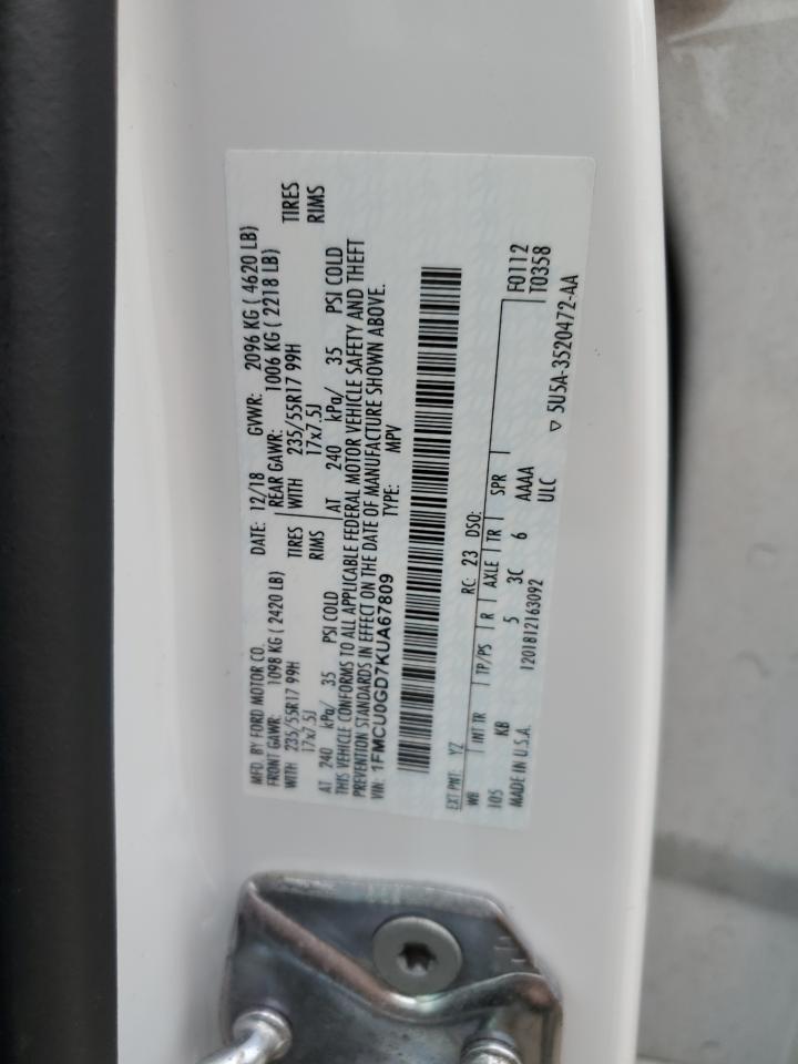 1FMCU0GD7KUA67809 FORD ESCAPE 2019
