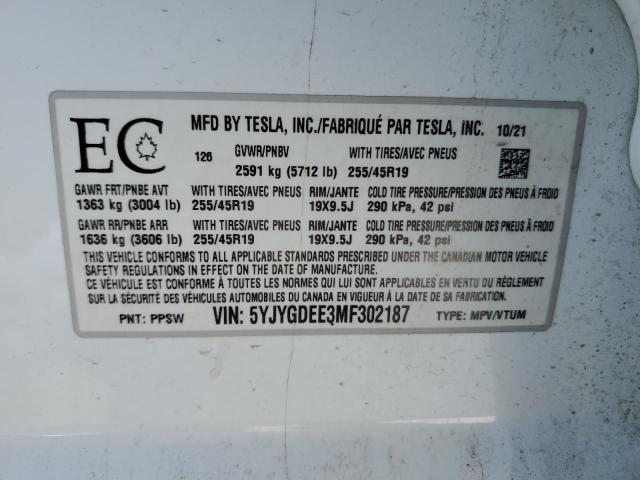 2021 TESLA MODEL Y 