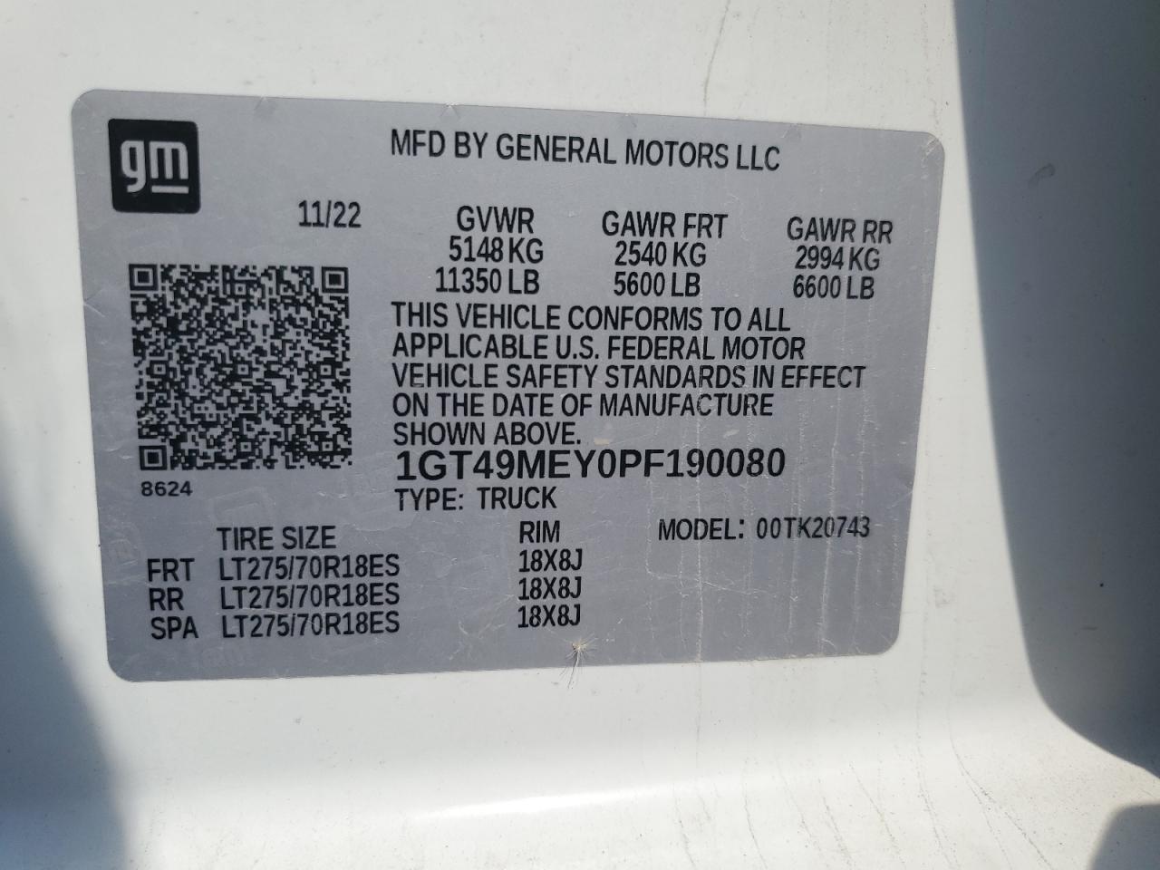 2023 GMC Sierra K2500 Sle VIN: 1GT49MEY0PF190080 Lot: 49405195