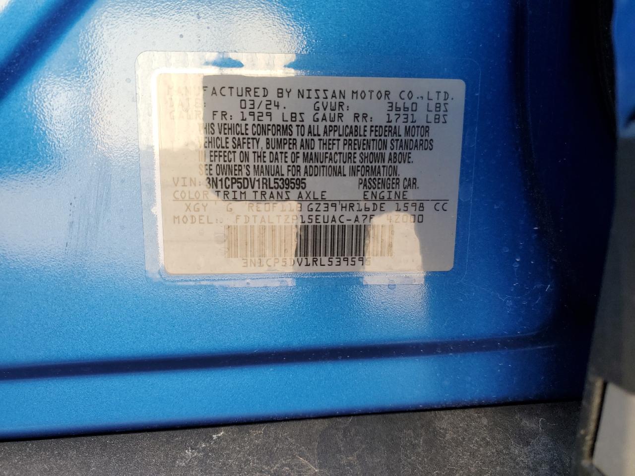 3N1CP5DV1RL539595 NISSAN KICKS 2024