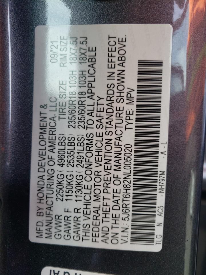 2022 Honda Cr-V Exl VIN: 5J6RT6H82NL005020 Lot: 48983025