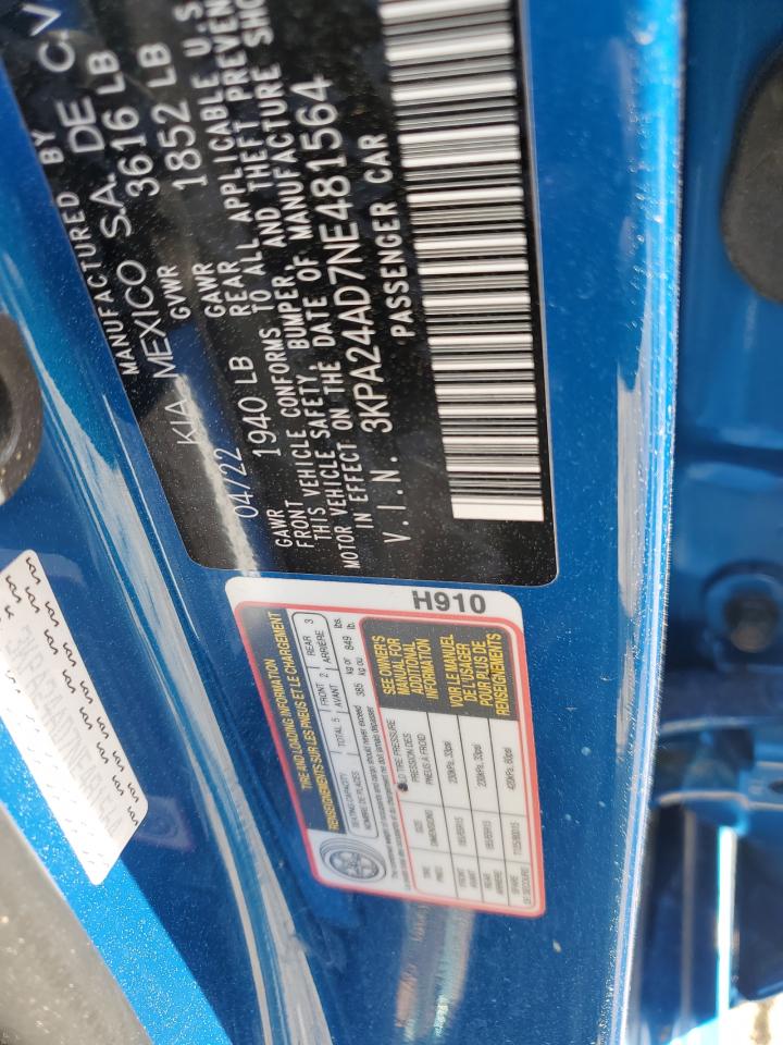 3KPA24AD7NE481564 KIA RIO 2022