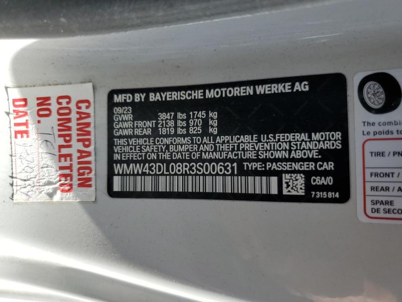 2024 Mini Cooper S VIN: WMW43DL08R3S00631 Lot: 49013325