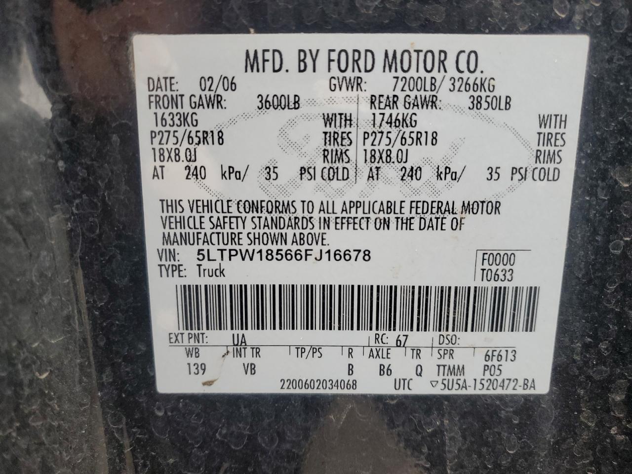 2006 Lincoln Mark Lt VIN: 5LTPW18566FJ16678 Lot: 47209065