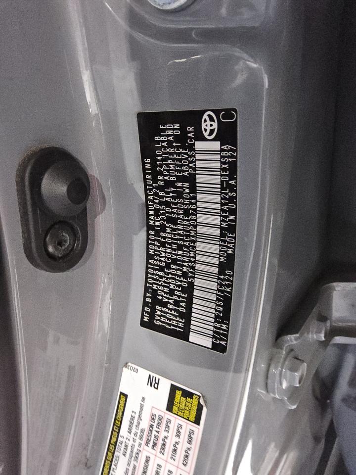 5YFS4MCEXMP087641 TOYOTA COROLLA 2021