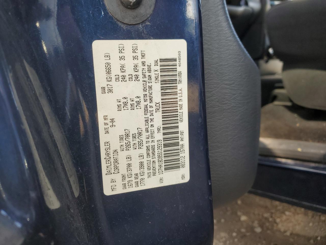 2005 Dodge Ram 1500 St VIN: 1D7HA18D95S129319 Lot: 50477295