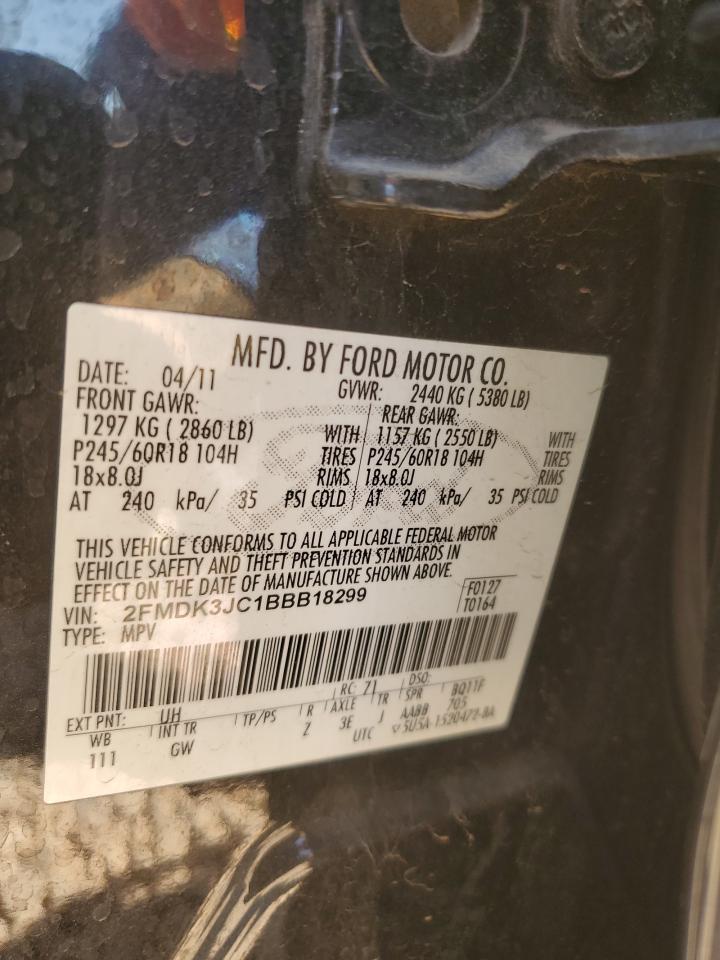2011 Ford Edge Sel VIN: 2FMDK3JC1BBB18299 Lot: 48244855