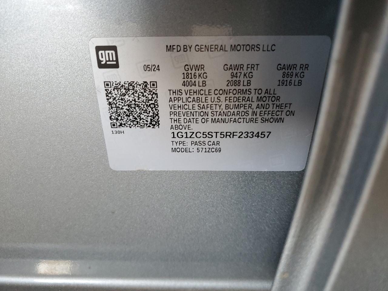 1G1ZC5ST5RF233457 CHEVROLET MALIBU 2024