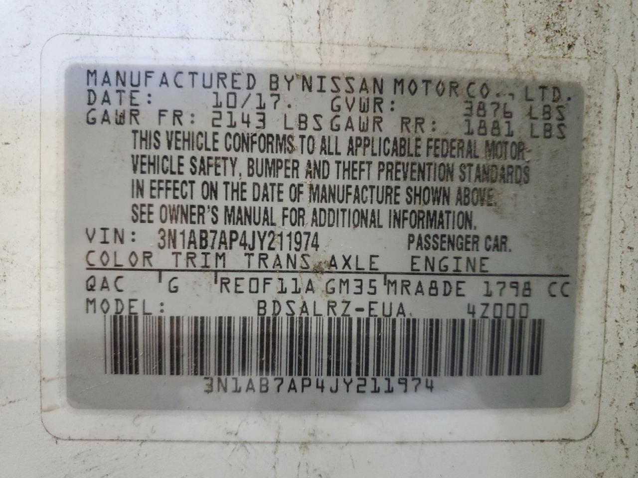 3N1AB7AP4JY211974 NISSAN SENTRA 2018