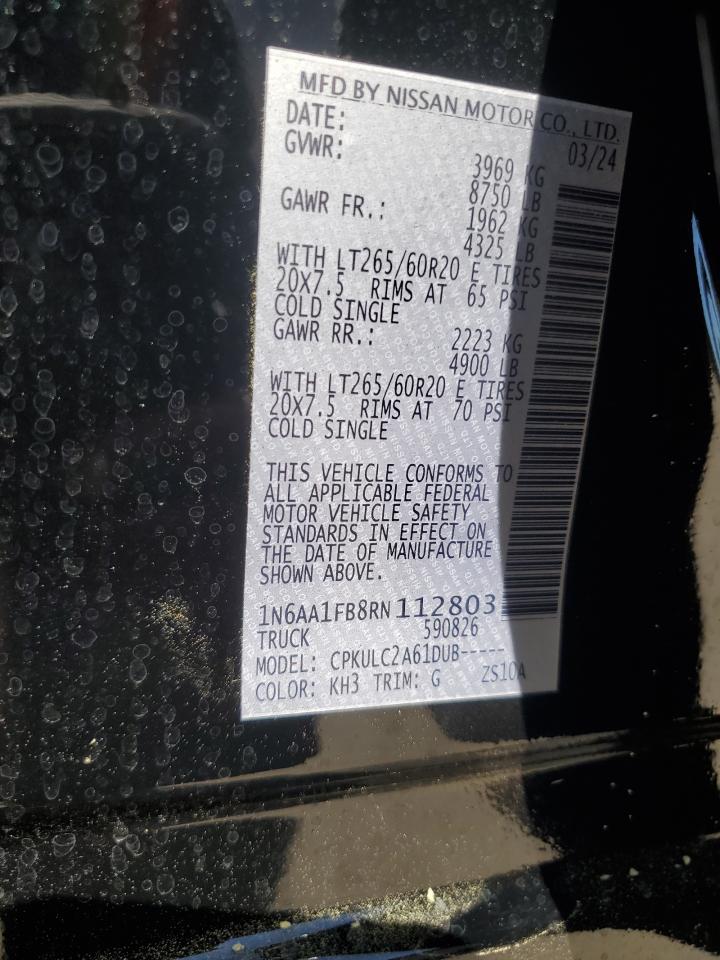 2024 Nissan Titan Xd Sv VIN: 1N6AA1FB8RN112803 Lot: 49328265