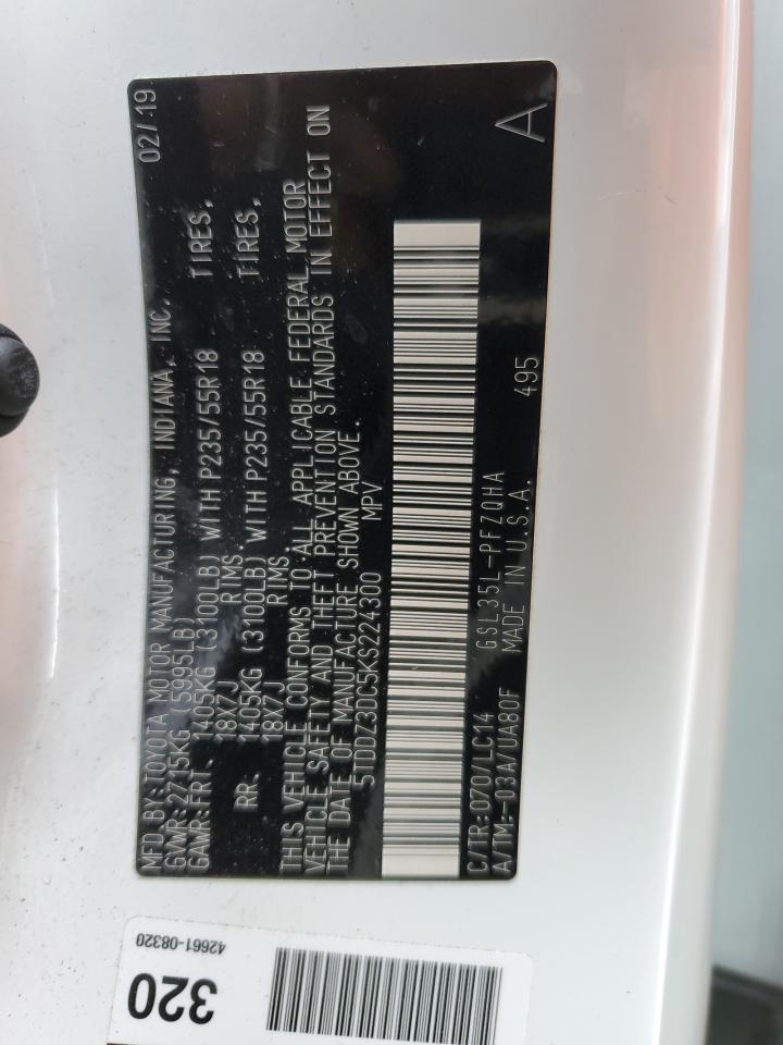 5TDDZ3DC5KS224300 TOYOTA All Models 2019