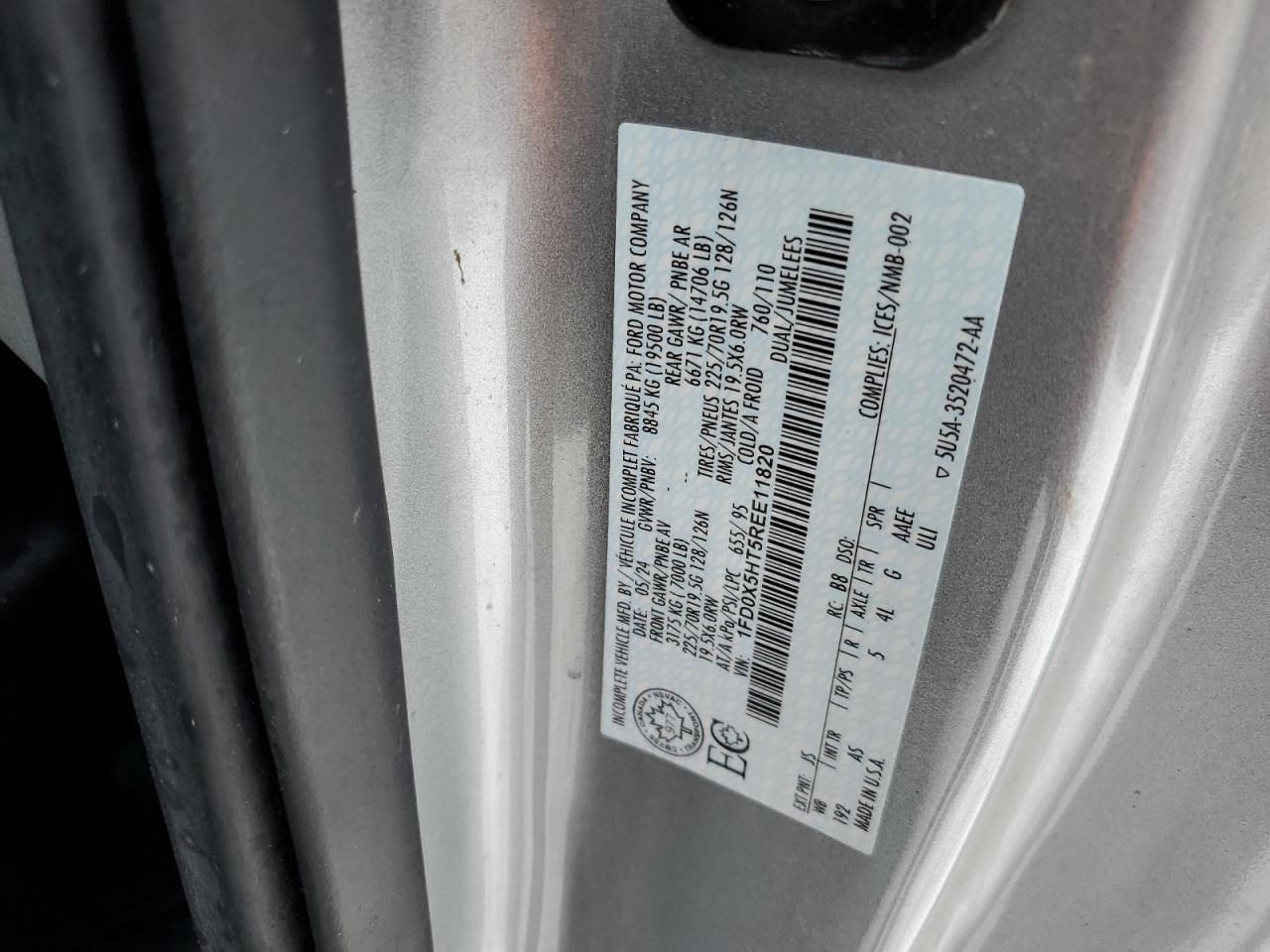 2024 Ford F550 Super Duty VIN: 1FD0X5HT5REE11820 Lot: 46897155