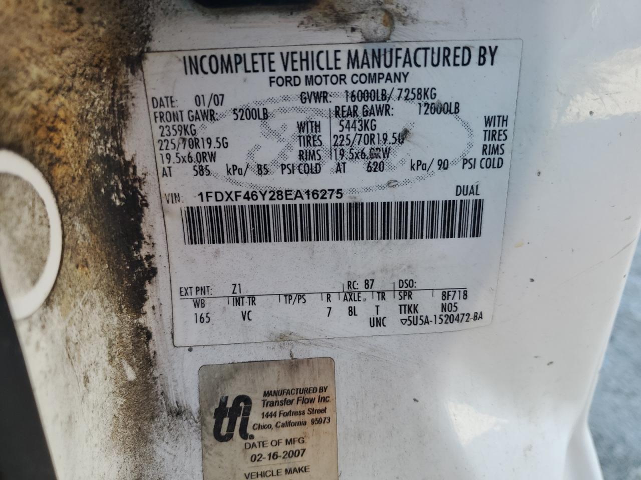 2008 Ford F450 Super Duty VIN: 1FDXF46Y28EA16275 Lot: 50549365