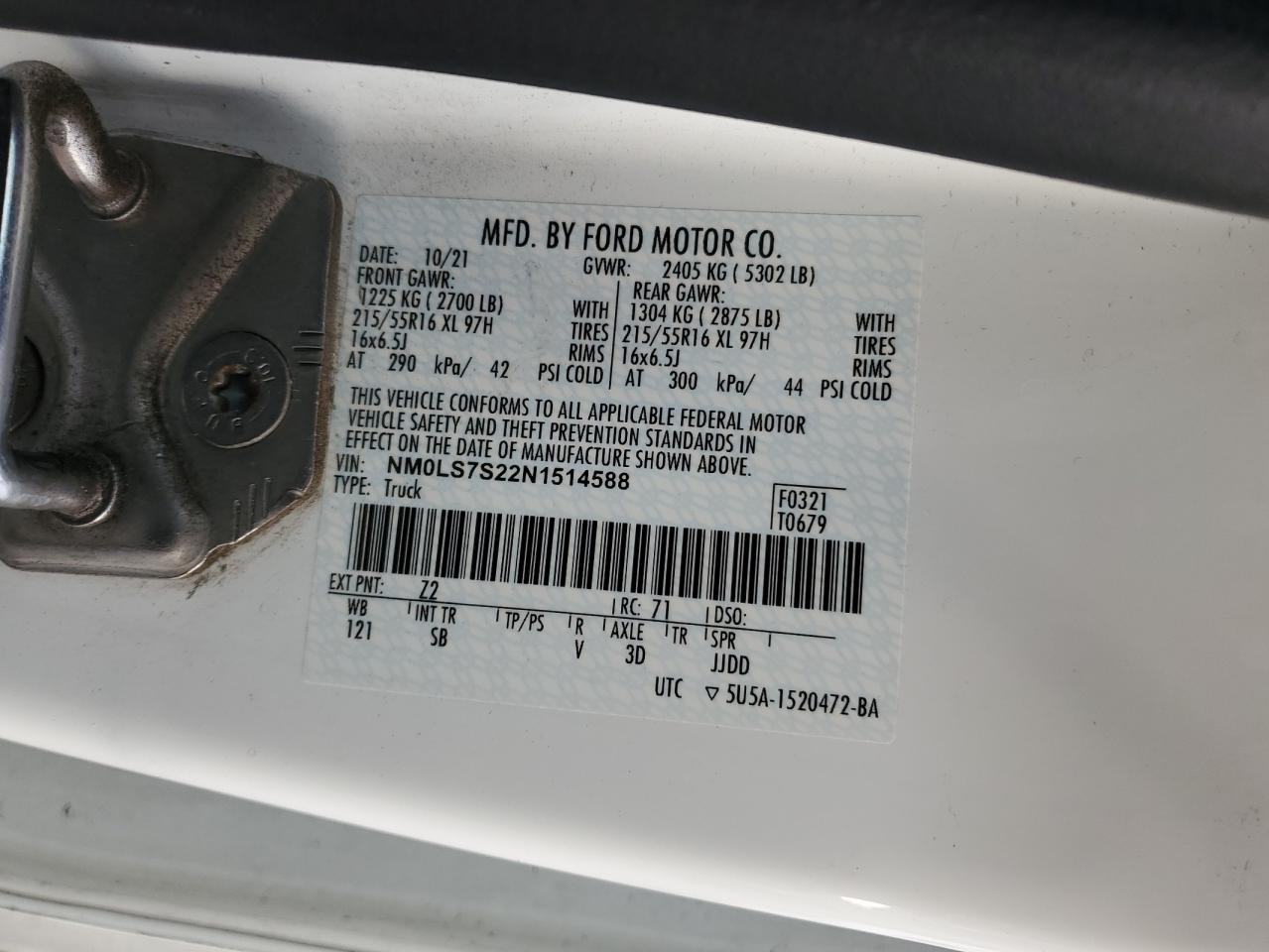 NM0LS7S22N1514588 FORD TRANSIT 2022