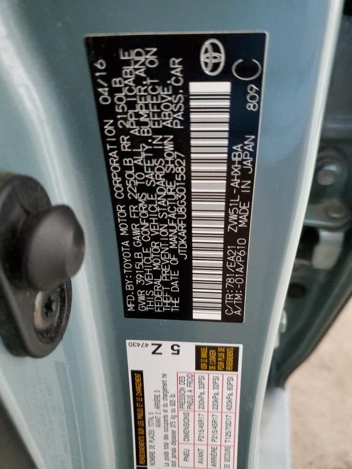JTDKARFU8G3015827 TOYOTA PRIUS 2016