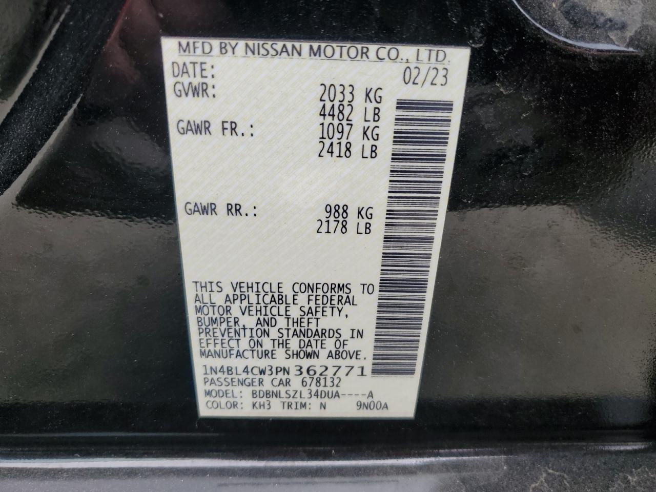 1N4BL4CW3PN362771 NISSAN ALTIMA 2023