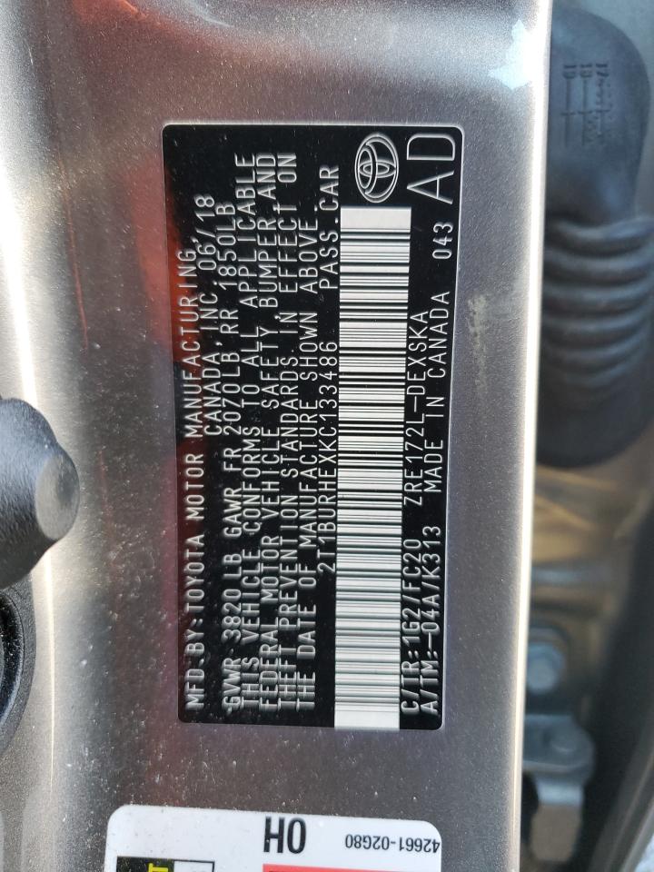 2T1BURHEXKC133486 TOYOTA COROLLA 2019