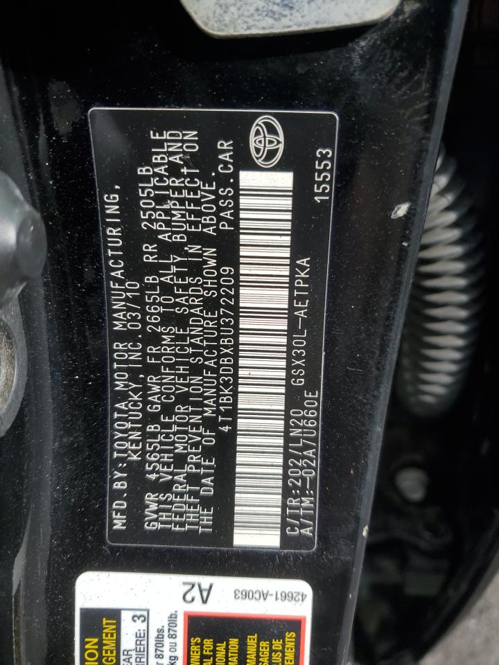 2011 Toyota Avalon Base VIN: 4T1BK3DBXBU372209 Lot: 50059155