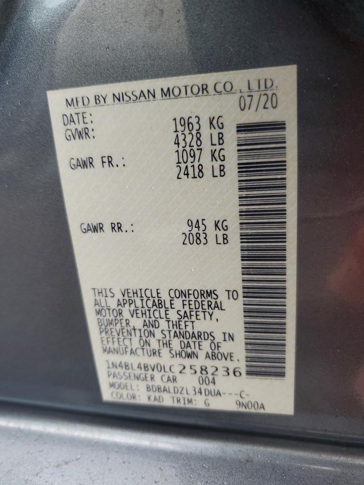 2020 Nissan Altima S VIN: 1N4BL4BV0LC258236 Lot: 49287535