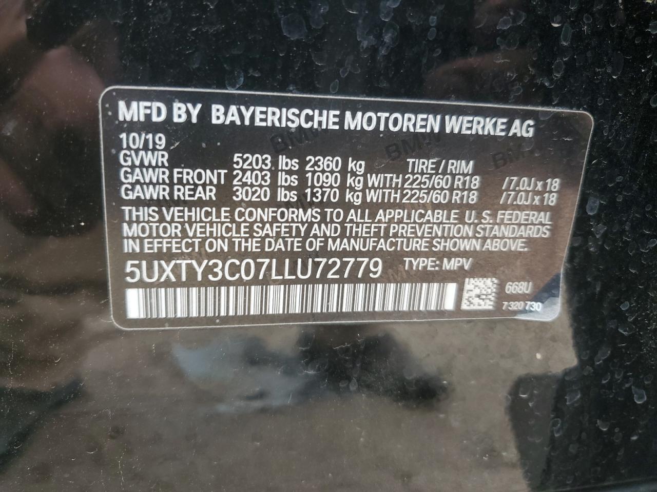 2020 BMW X3 Sdrive30I VIN: 5UXTY3C07LLU72779 Lot: 51148315