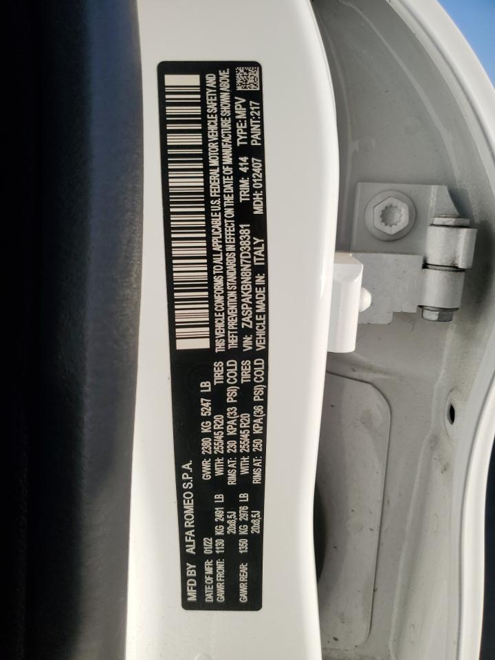 2022 Alfa Romeo Stelvio Ti VIN: ZASPAKBN8N7D38381 Lot: 49154565
