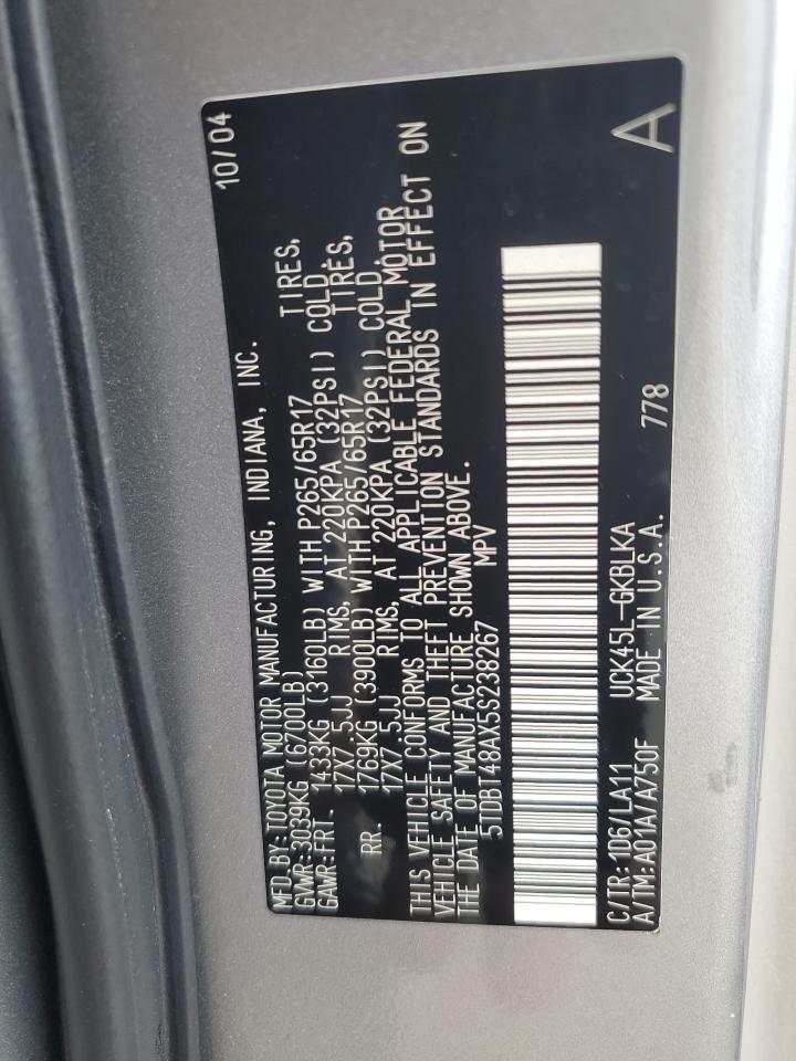 2005 Toyota Sequoia Limited VIN: 5TDBT48AX5S238267 Lot: 47099135