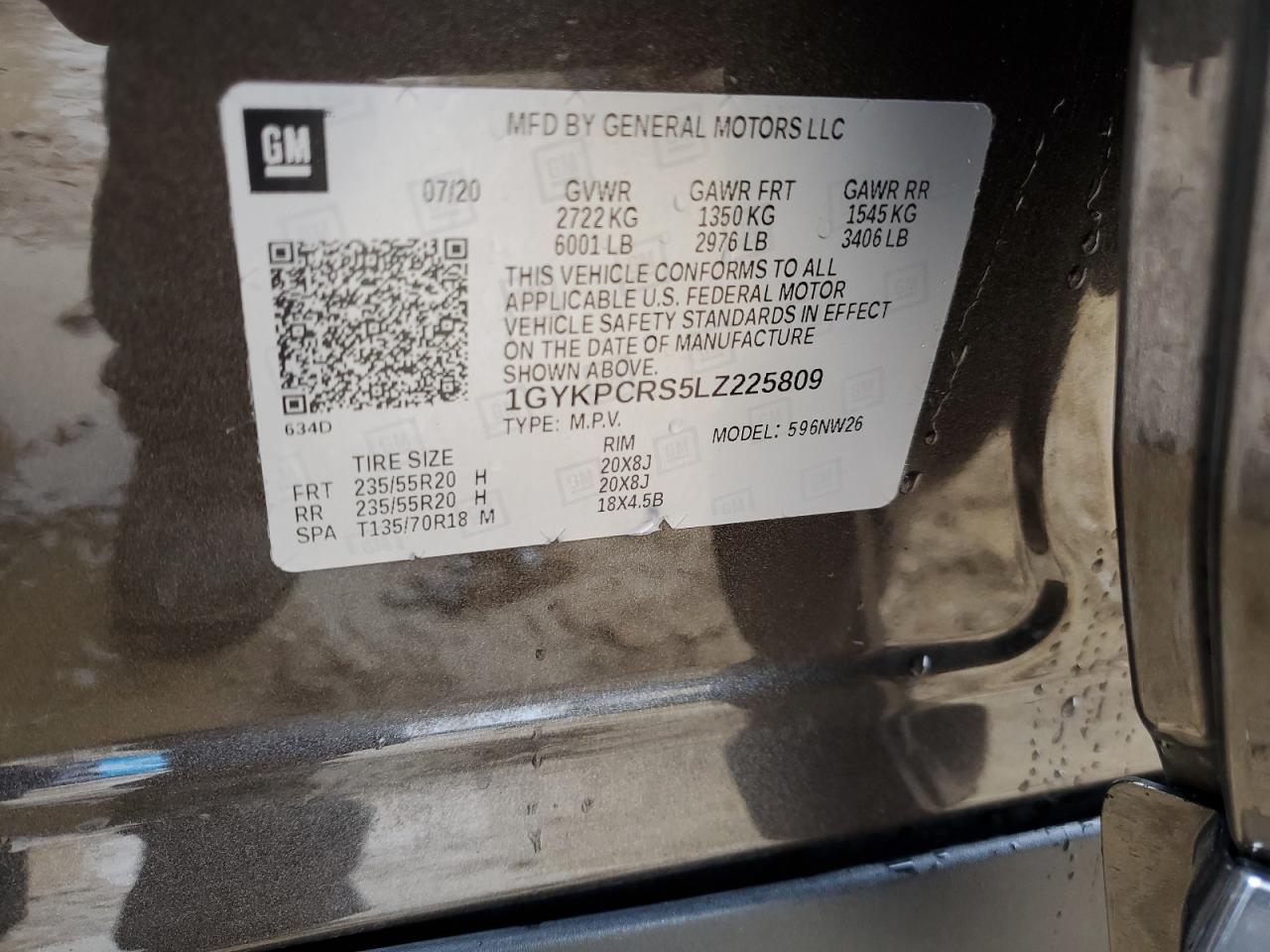 2020 Cadillac Xt6 Premium Luxury VIN: 1GYKPCRS5LZ225809 Lot: 50485045