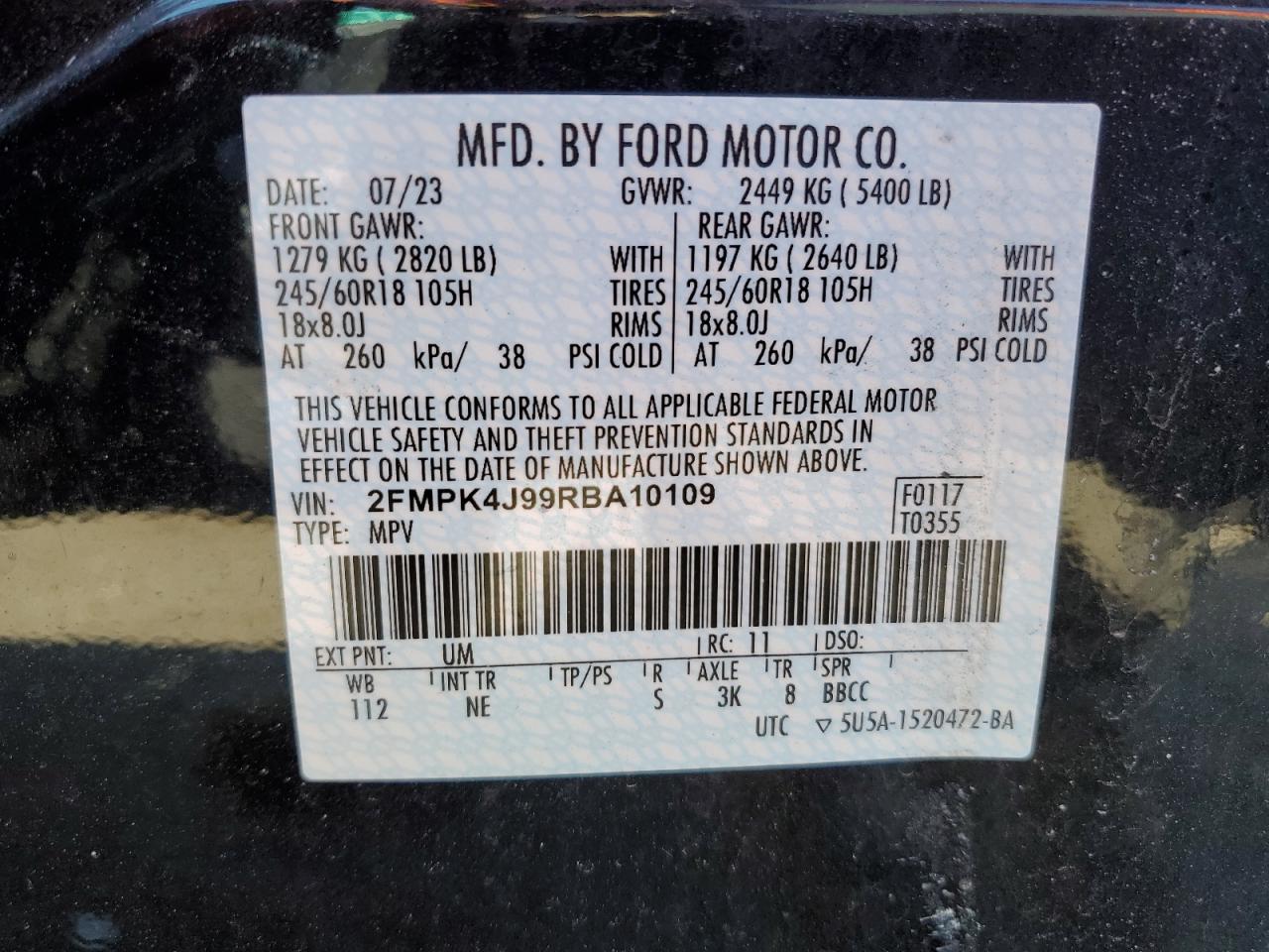 2FMPK4J99RBA10109 FORD EDGE 2024