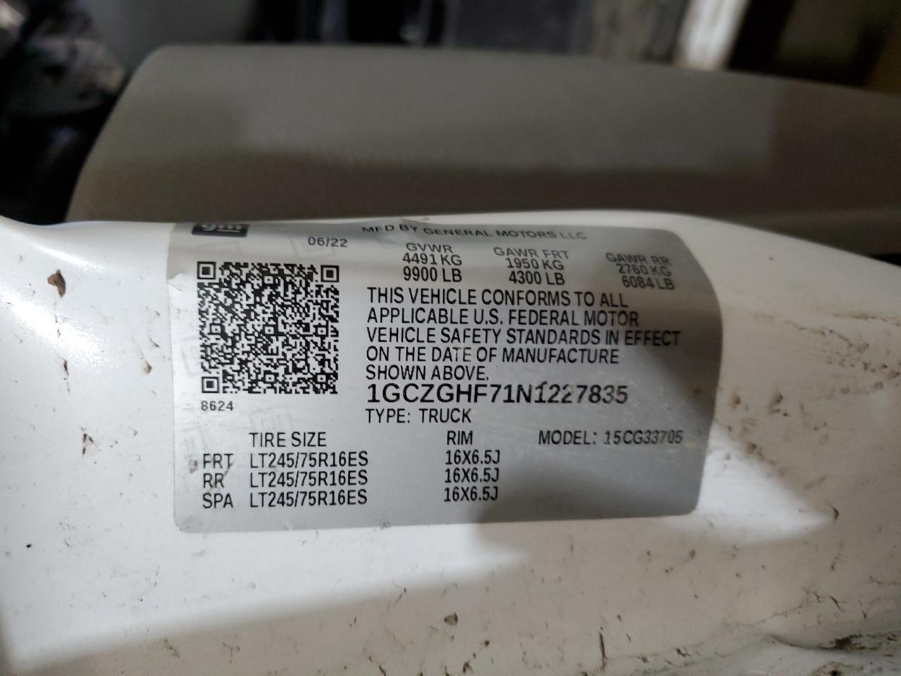 1GCZGHF71N1227835 CHEVROLET EXPRESS 2022