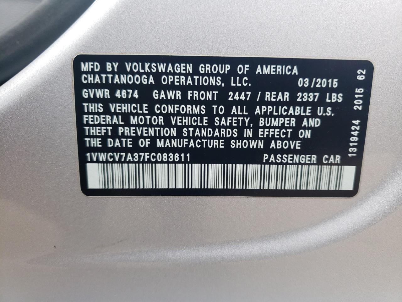 2015 Volkswagen Passat - Image 13
